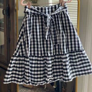 J Crew Black and White Tie Front 100% Cotton Gingham Skirt